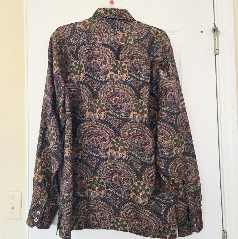 Alexander Julian Private Reserve 100% Extraordinary Silk Collared Button Up L - Picture 3 of 5